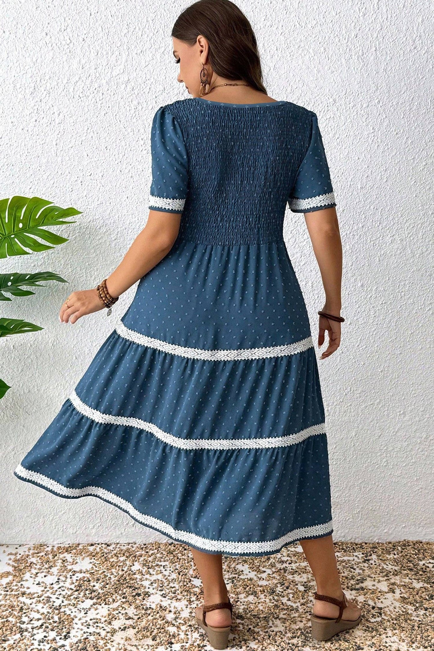 Dusk Blue Patchwork Dress