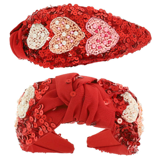 Sophia Collection - Valentines Day Jeweled Hearts Headband