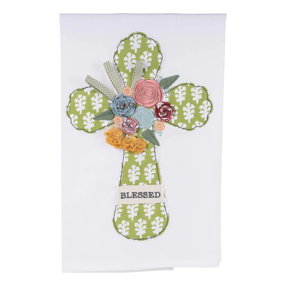 Flower Blessed Cross Tea Towel