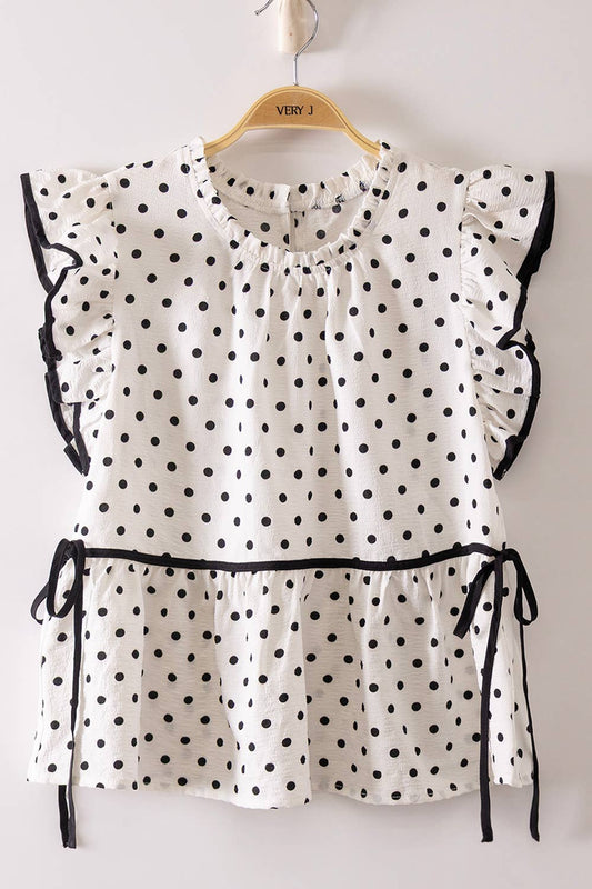 Polka Dot Ruffle Blouse