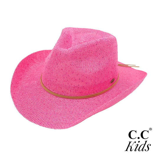 Pink Sequin Cowboy Hat w/Suede String Band