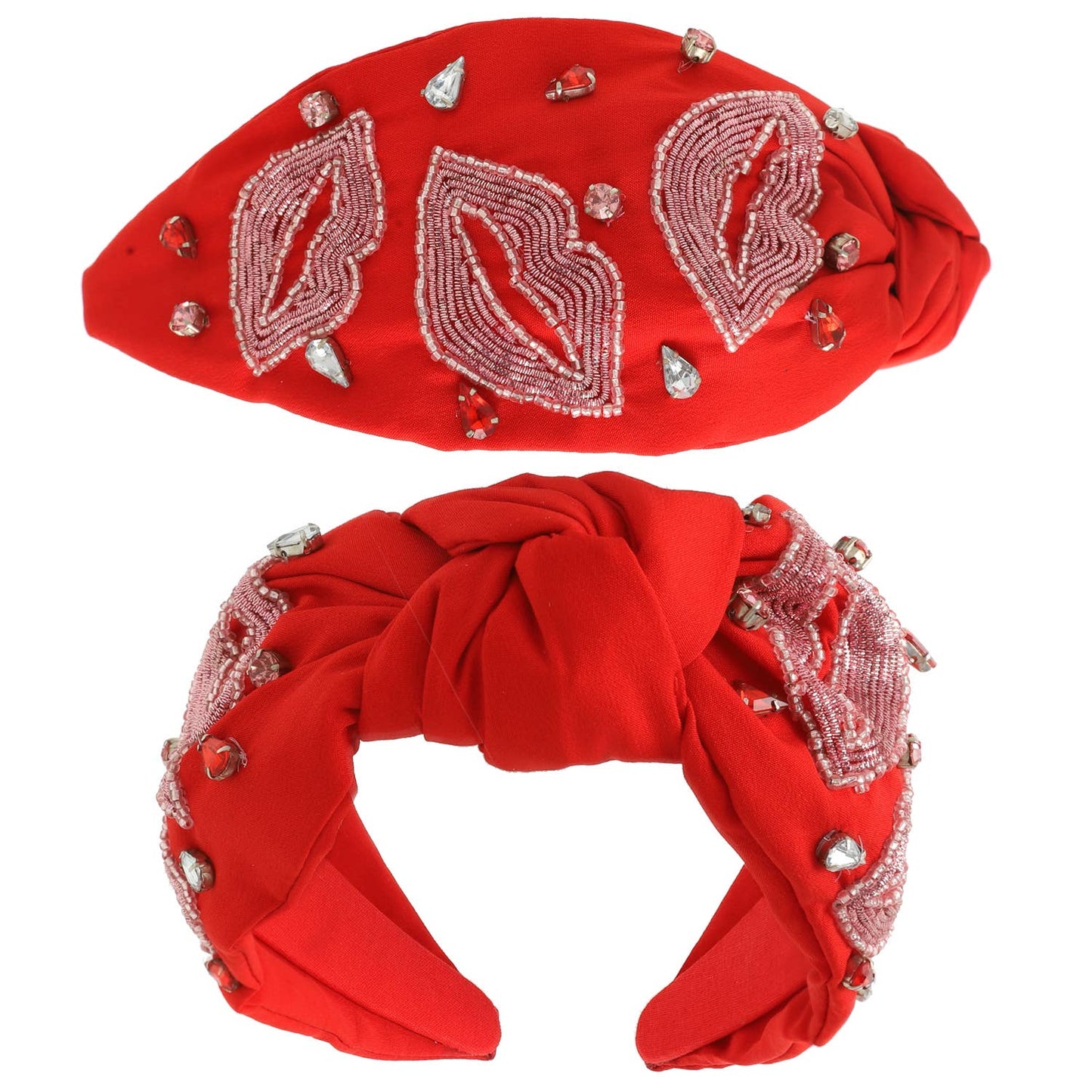 Sophia Collection - Valentine's Day Lips Pattern Beaded Headband: Red