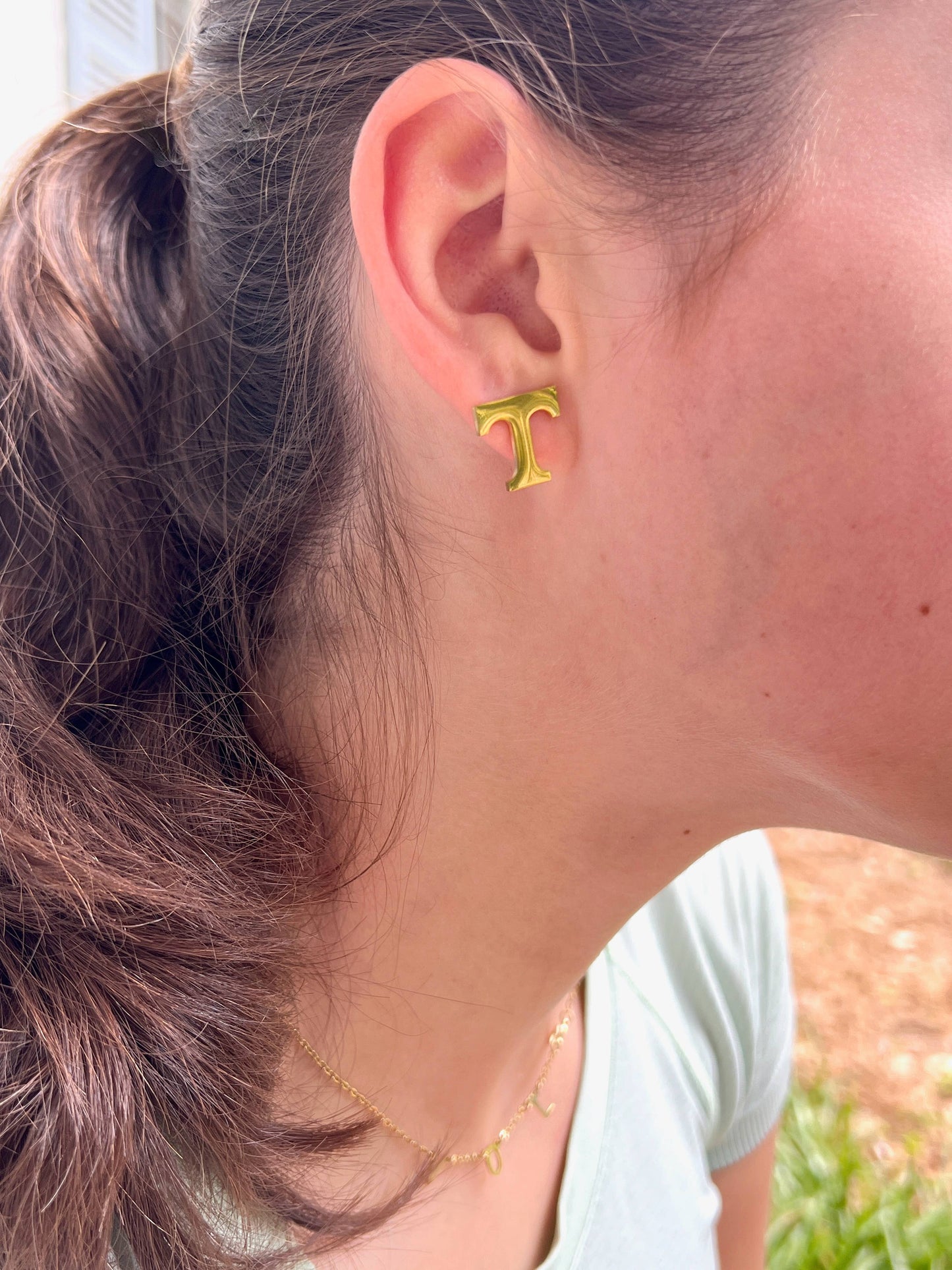 University of Tennessee T Earrings - Hypoallergenic