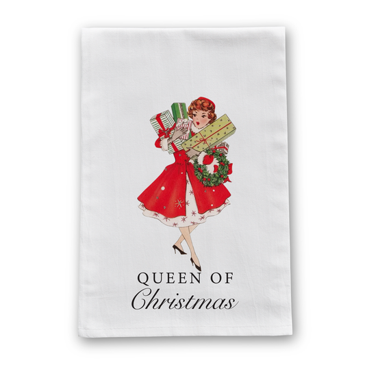 Barrel Down South - Queen of Christmas Vintage Retro Christmas Tea Towel