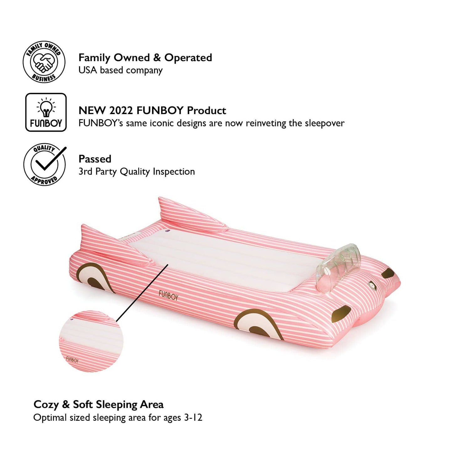 FUNBOY - Pink Convertible Kids Sleepover Air Mattress