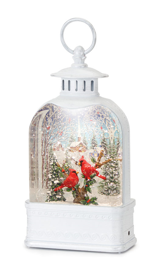 Snow Globe Lantern W/ Cardinals