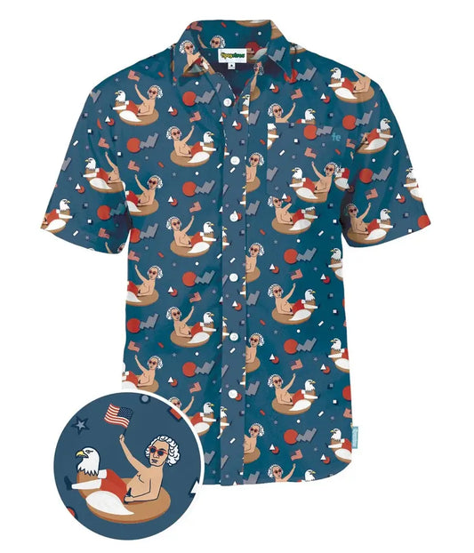 Tipsy Elves - Founding Floater Hawaiian Shirt - Men's Fun USA Button Down: XXL