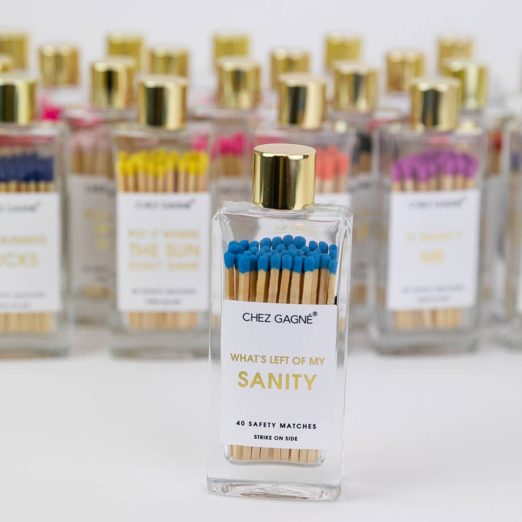 Chez Gagné - Left of My Sanity Matches - Glass Bottle Matchsticks Blue