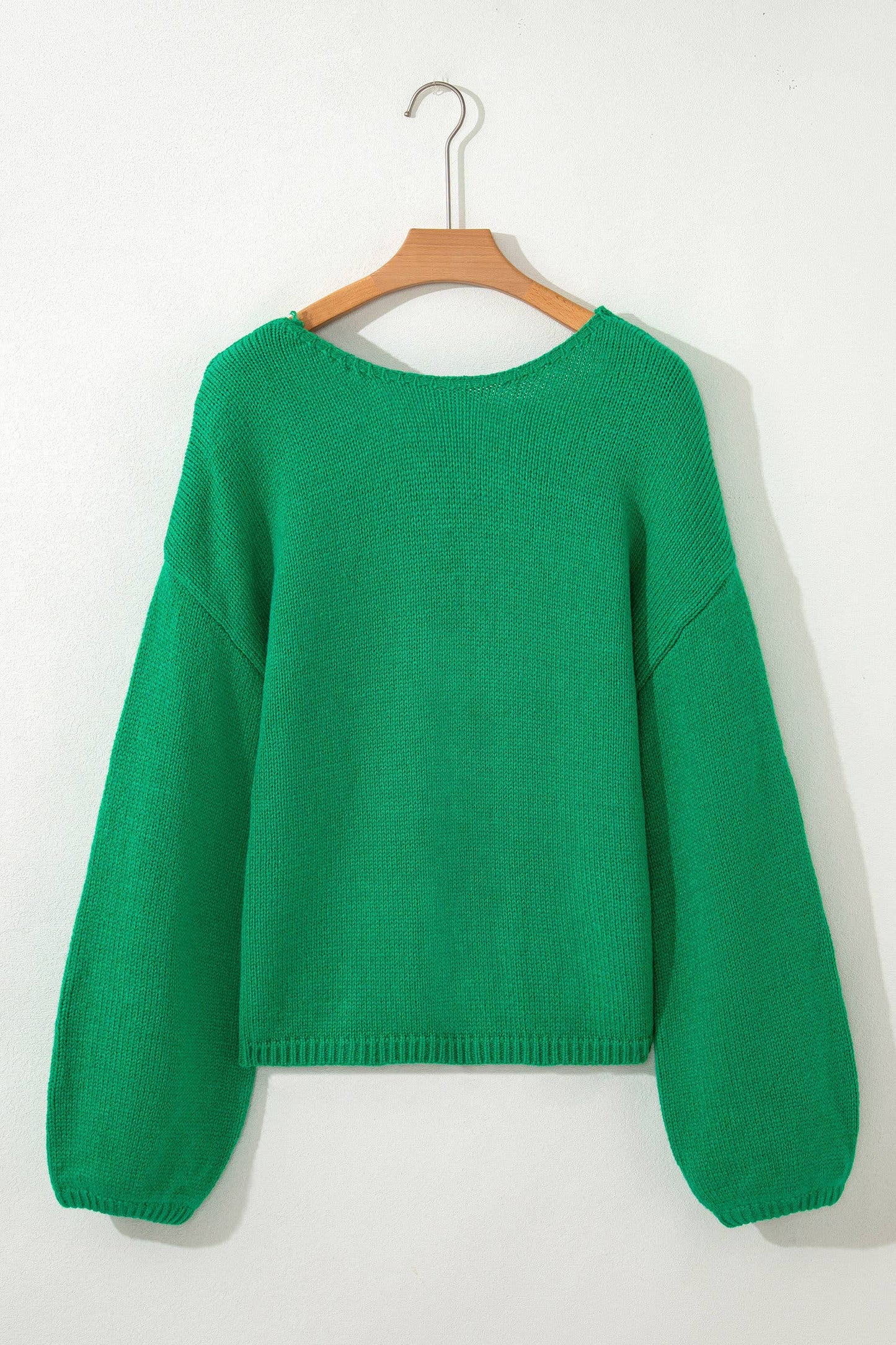 Pink Backless Bubble Sleeve Back Bow Sweater - L