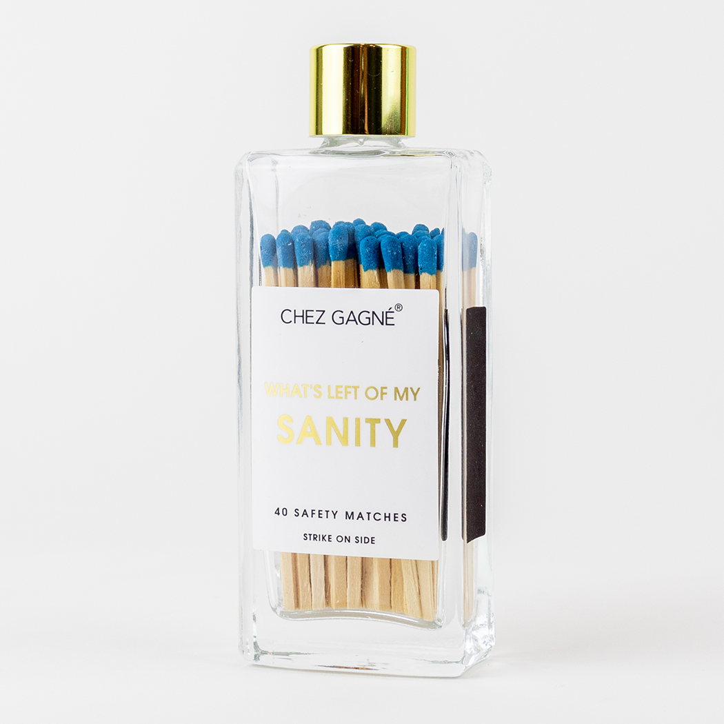 Chez Gagné - Left of My Sanity Matches - Glass Bottle Matchsticks Blue