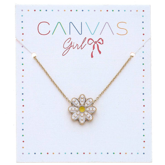 Canvas Style - Zoey Daisy Delicate Children's Necklace in White