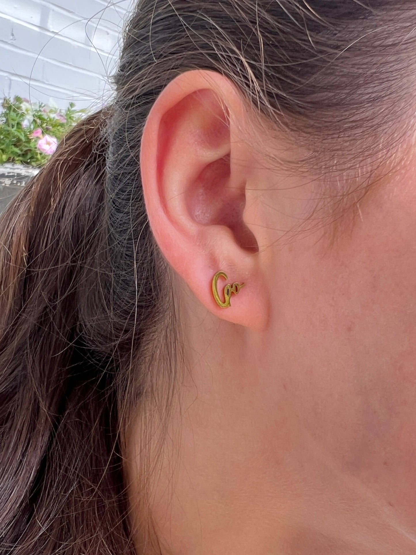 Go Tiger Cute Game Day Stud Earrings -Yellow Gold