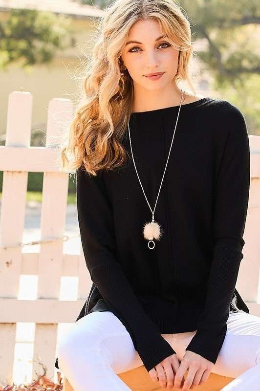 Curvy Black Hi/Lo Sweater