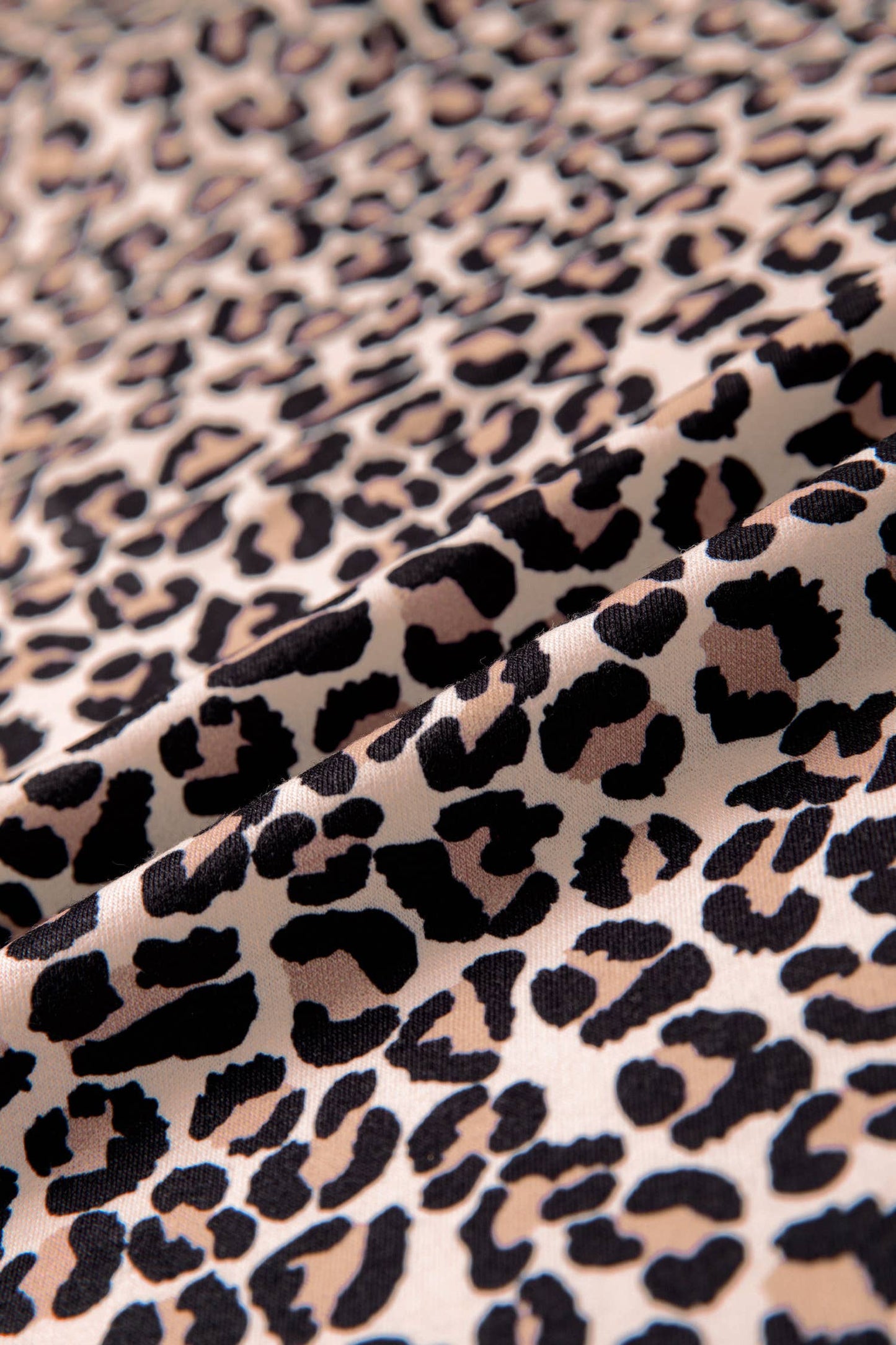 Leopard Half Zip Stripe Mock Neck Top-M