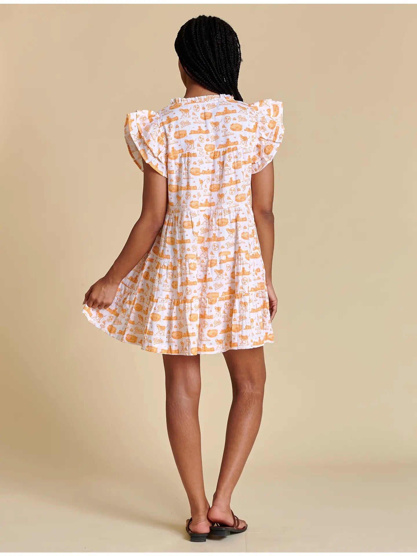 The Team Toile Flutter Sleeve Dress | Tennessee
