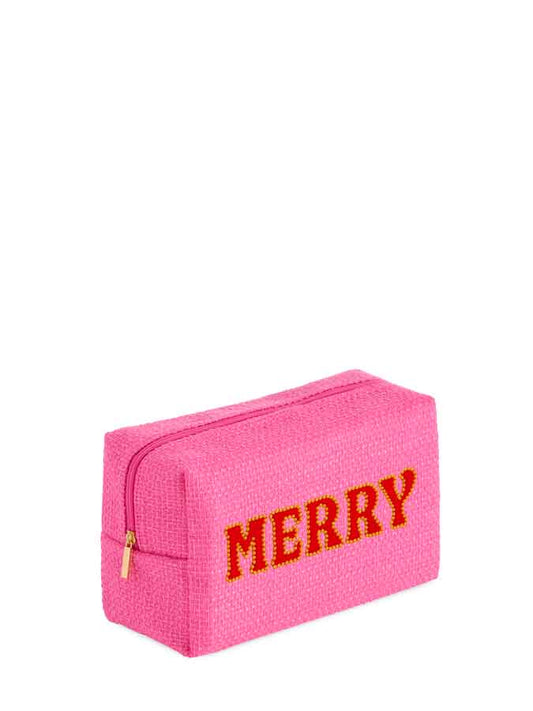 Mara large bow zip pouch -pink