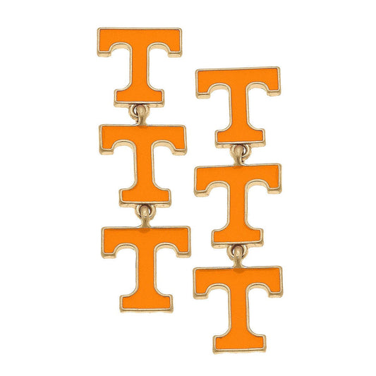 Canvas Style - Tennessee Volunteers Triple Drop Enamel Earrings in Orange