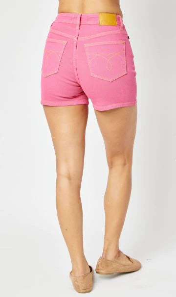 Judy Blue Magenta Embroidered Pocket Shorts