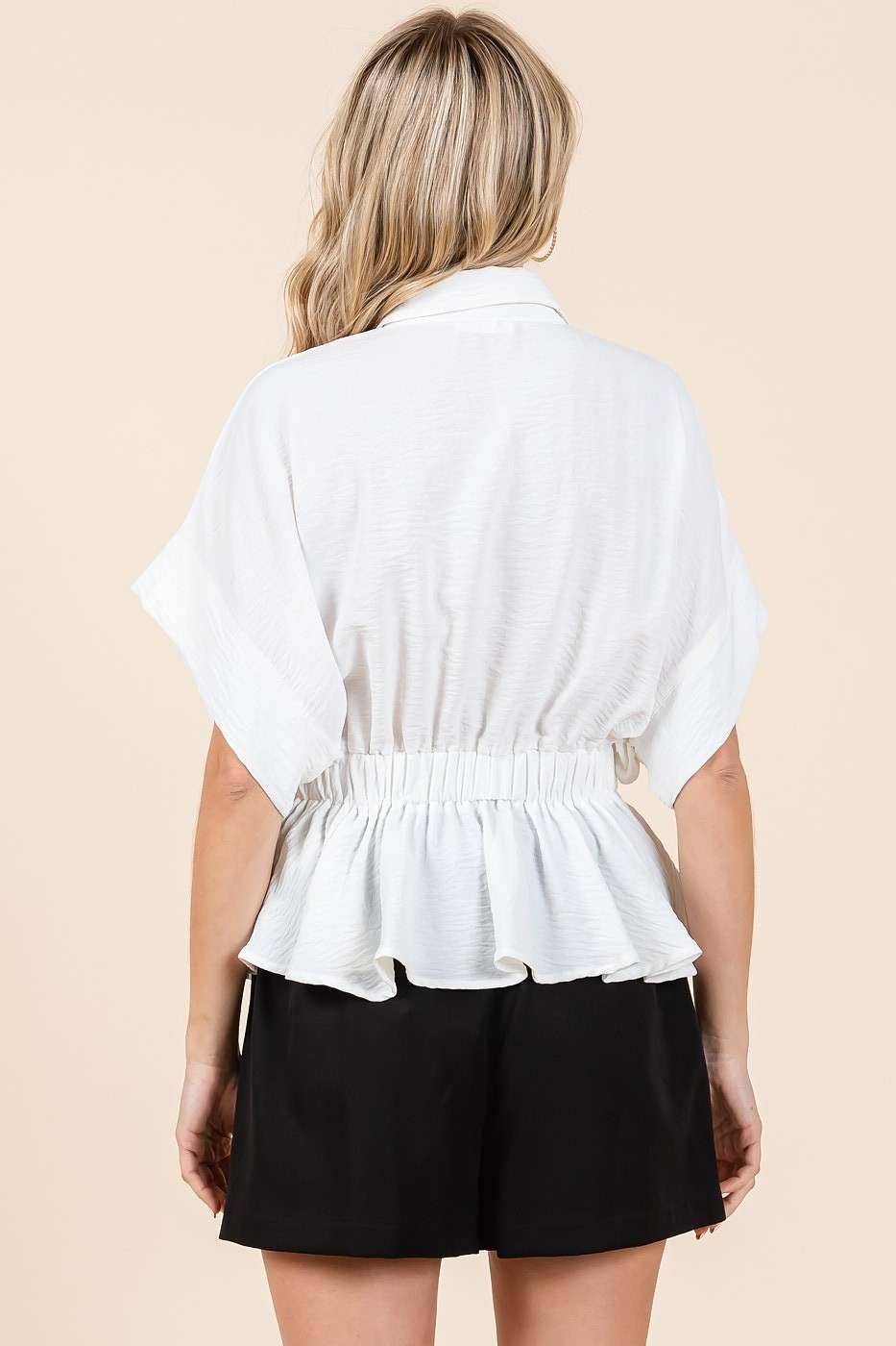 Airflow Elastic Waist Peplum Shirt Blouse