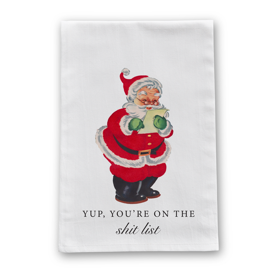 Barrel Down South - Shit List Vintage Retro Christmas Tea Towel