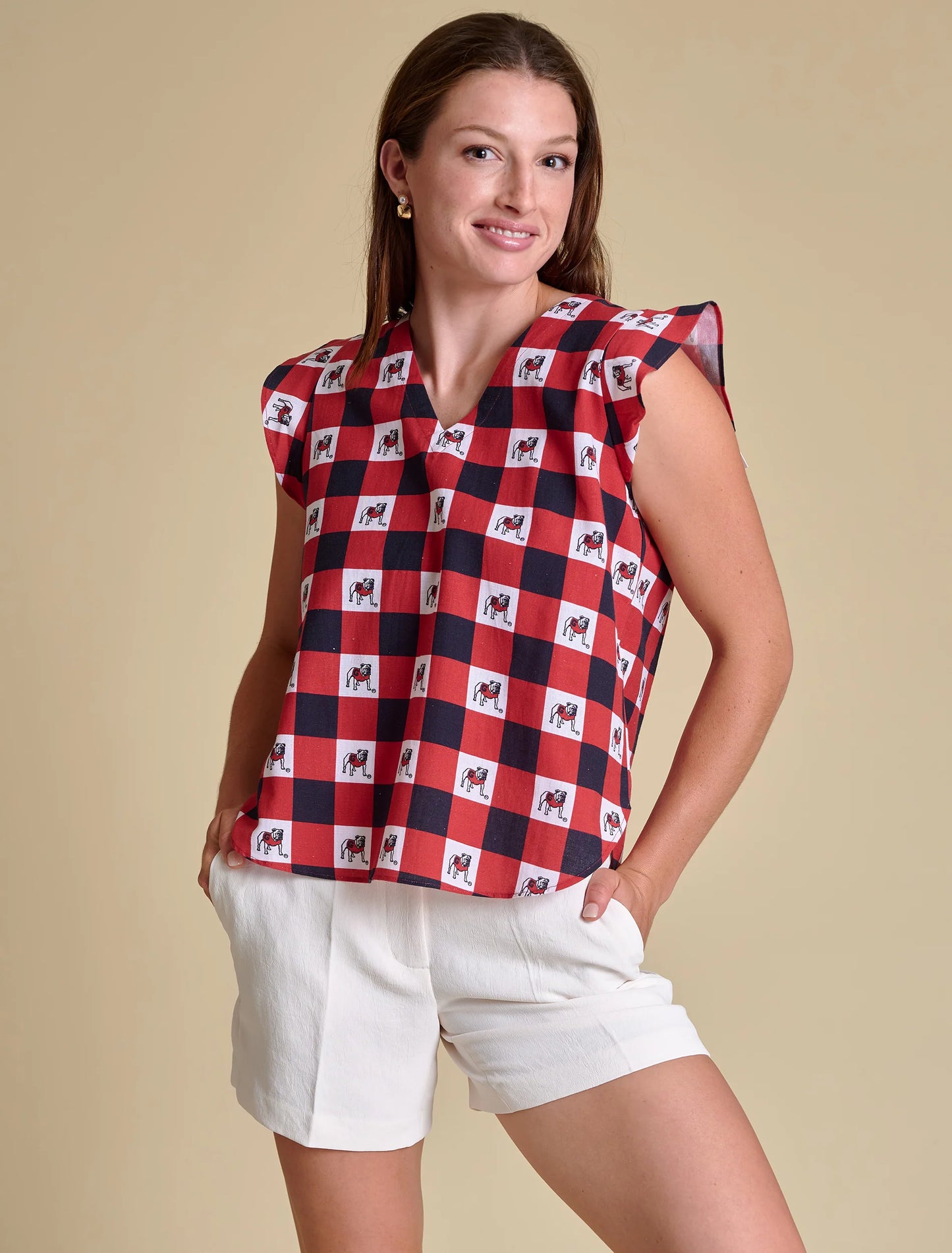 The Go Gingham Ruffle Tank