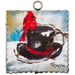 Mini Top Hat Cardinal Print w/Metal Frame