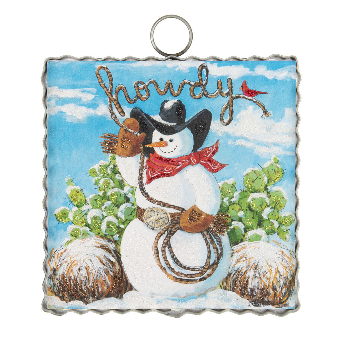 Mini Howdy Snowman Print w/Metal Frame