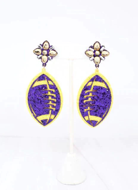 Fields Glitter Football Earring PURPLE YELLOW