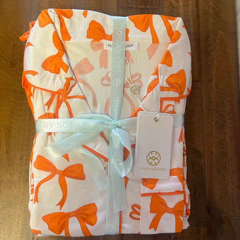 Orange & White Bow Pjs