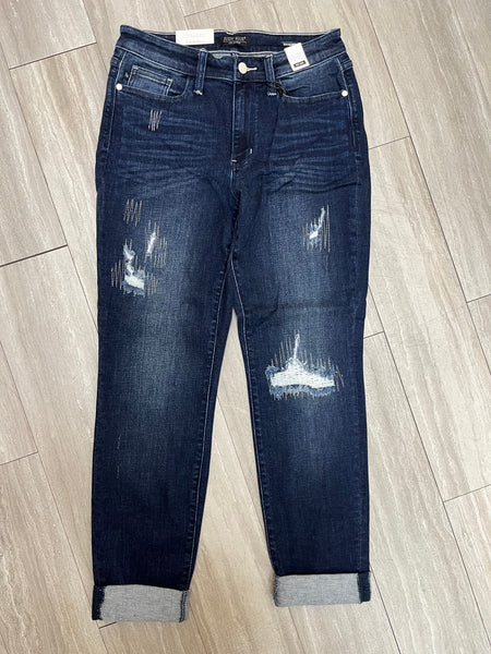 Judy Blue Stitched Destroy & Cuff Jeans