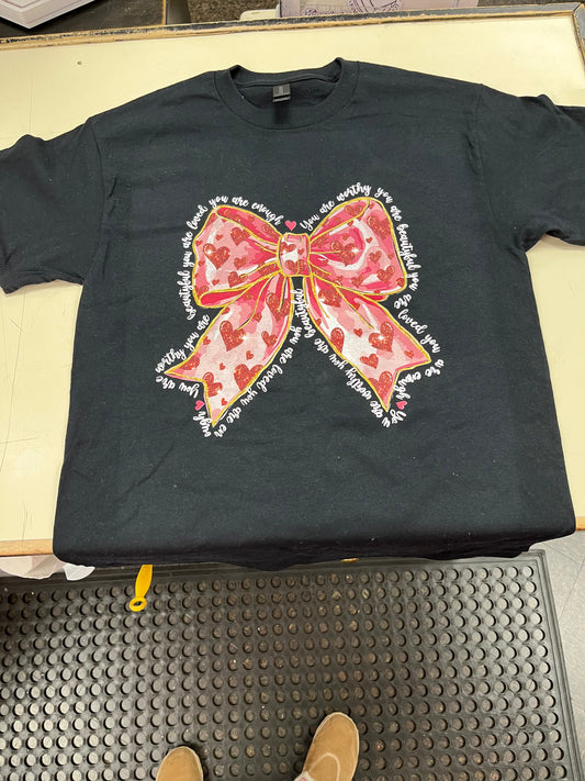 Pink Valentine Coquette Valentine Bow shirt