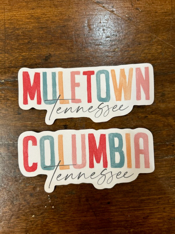 Columbia and Muletown Colorful Stickers