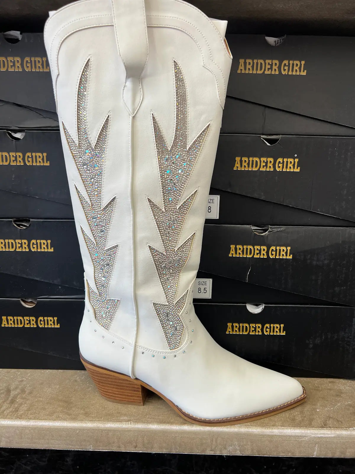 Kokie White/Silver Microfiber Boots