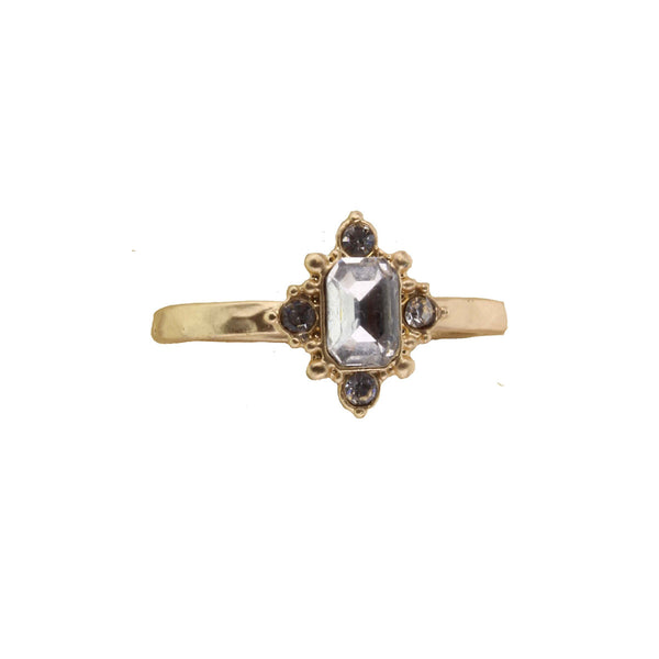 Gold Band OS Ring w/Crystal