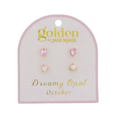 Birthstone 18k Gold Plated Stud Earrings  (set of 2)