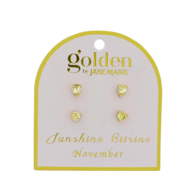Birthstone 18k Gold Plated Stud Earrings  (set of 2)