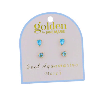 Birthstone 18k Gold Plated Stud Earrings  (set of 2)