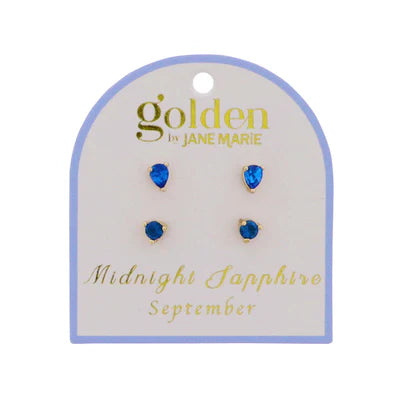 Birthstone 18k Gold Plated Stud Earrings  (set of 2)
