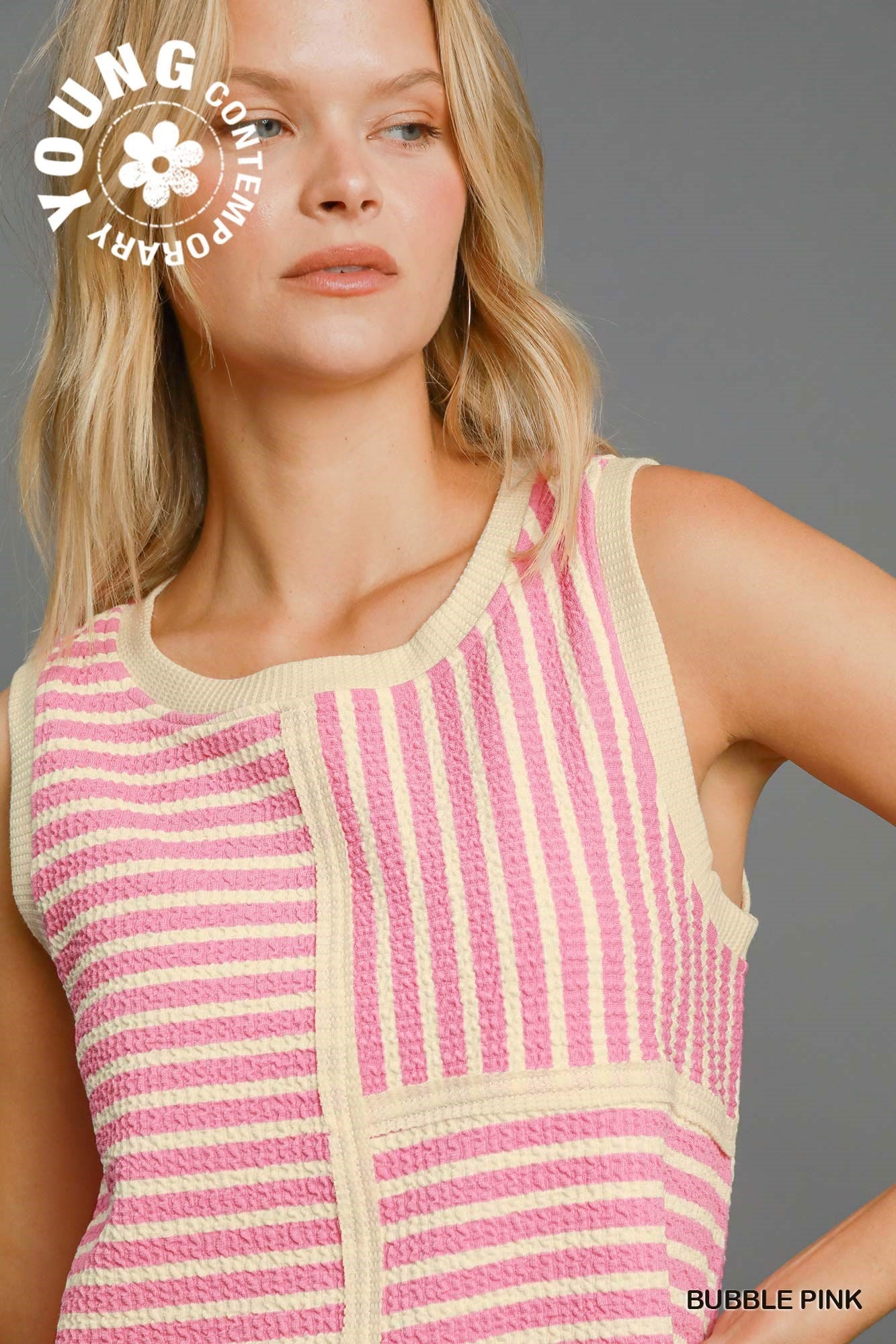 Textured Knit Sleeveless Short Set