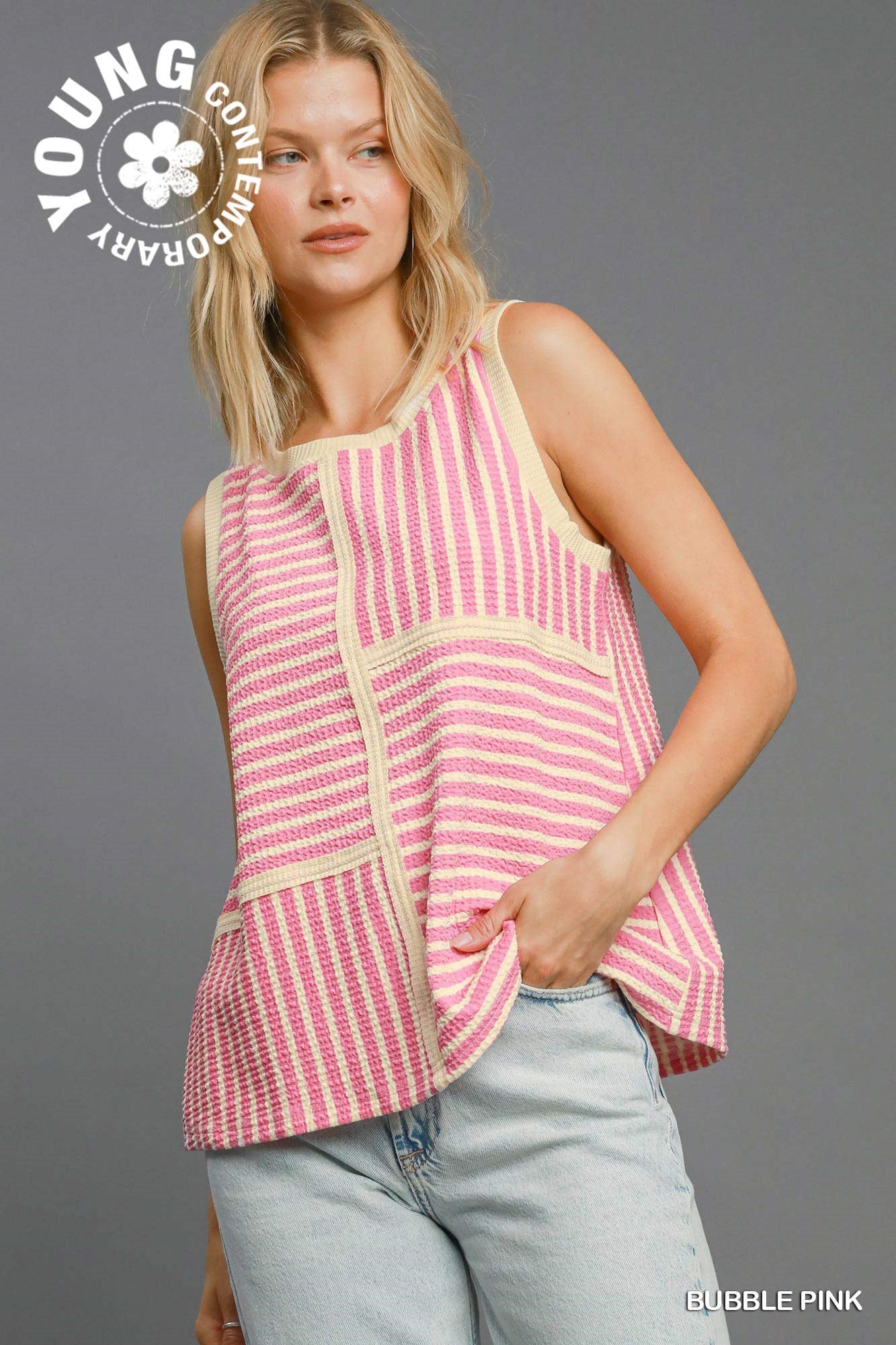 Textured Knit Sleeveless Short Set