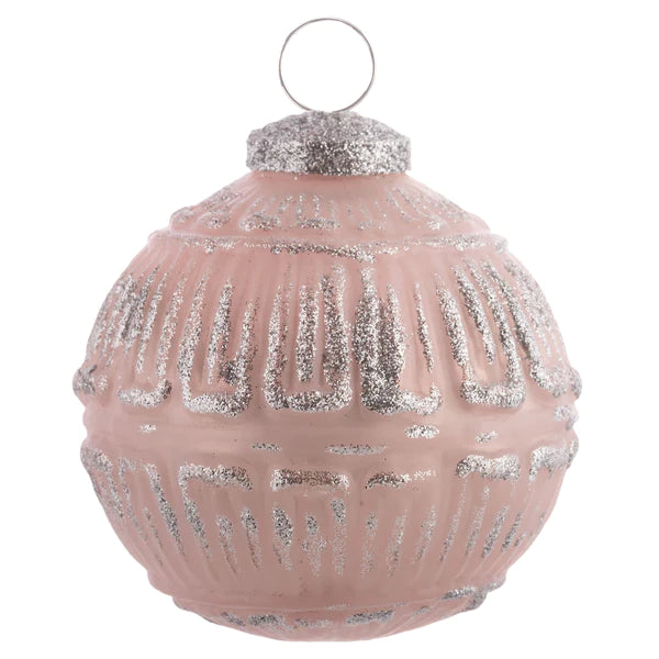 Glitter Piping Blush Ball Ornament