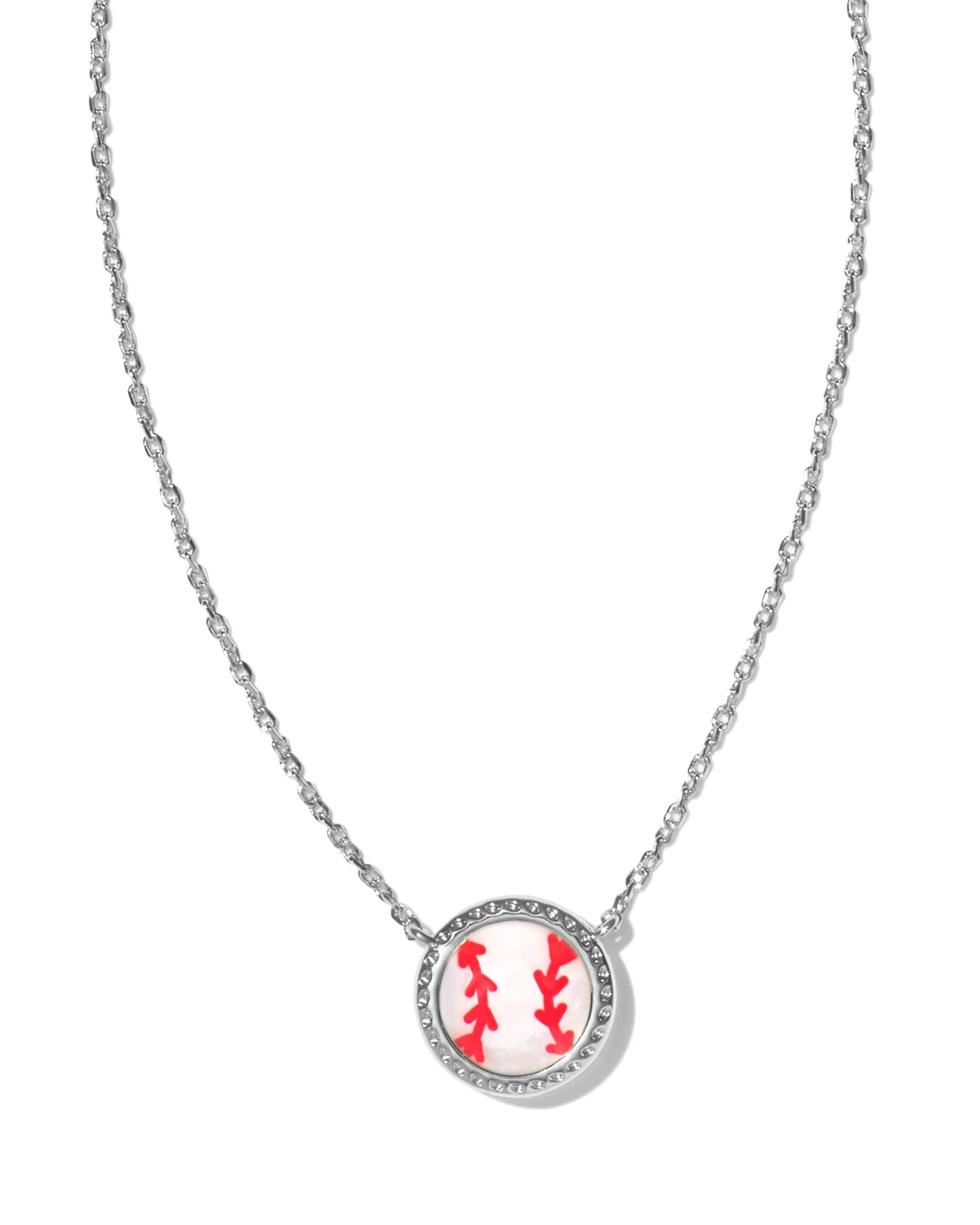 Baseball Silver Short Pendant Necklace