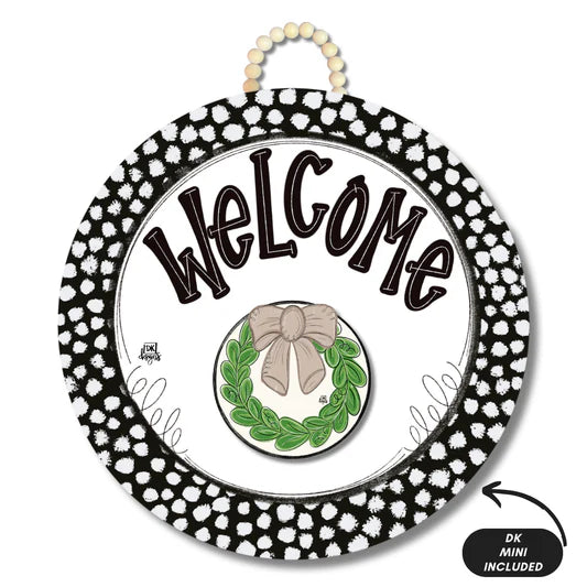 DK B/W Dot Welcome /Add Mini Door Hanger