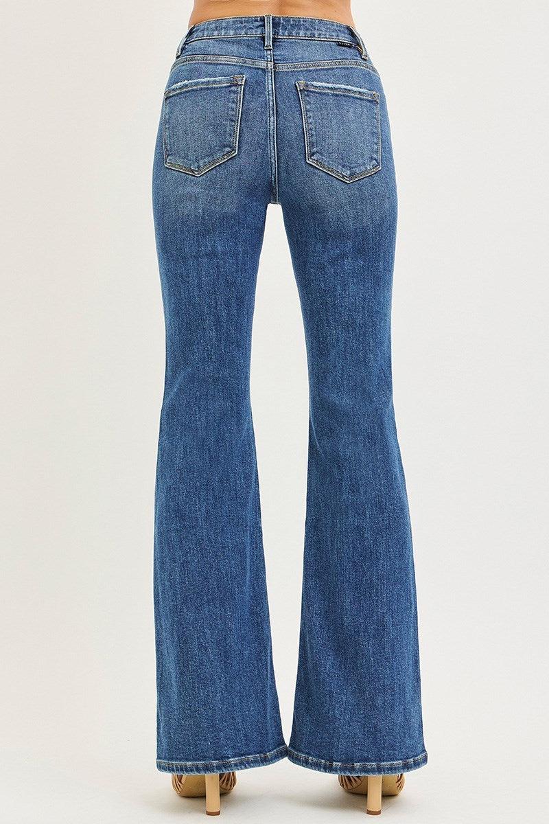 TUMMY CONTROL HIGH RISE FLARE JEANS WITH FRONT SEAM DETAIL