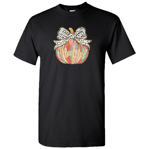 SC Soft Thankful Painted Pumpkin Front Print - Black