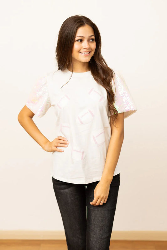 Footballs With Sequin Puff Sleeve