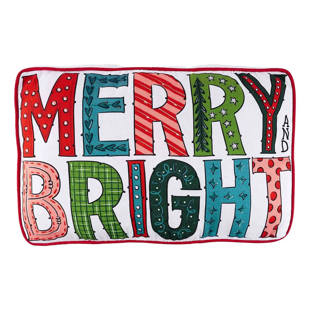 Colorful Merry and Bright Pillow