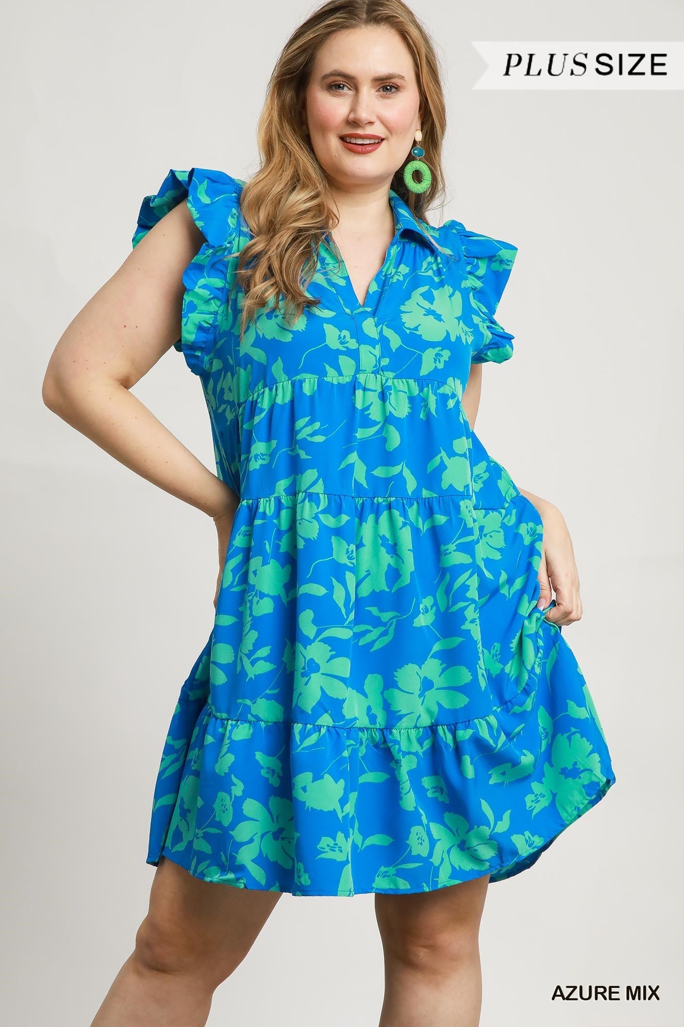 Blue Floral Tiered Dress