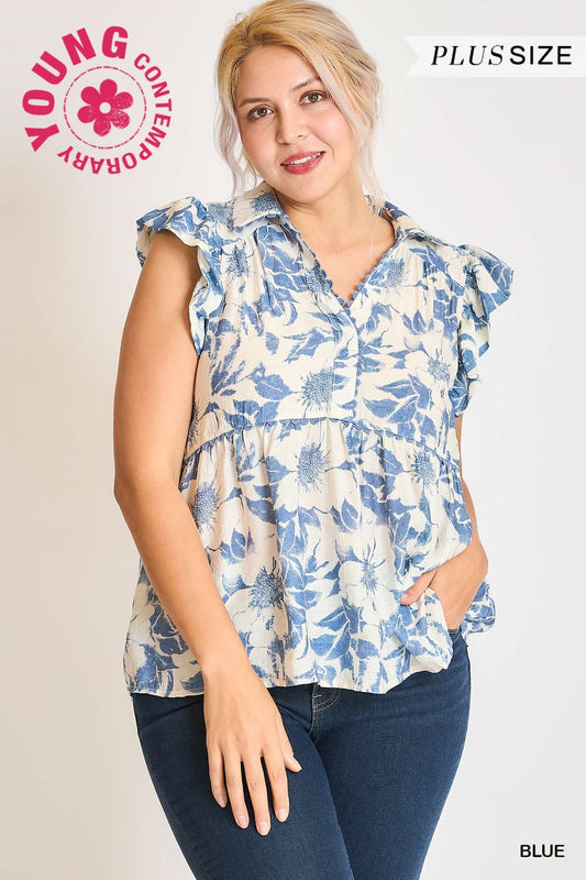 Botanical Print Baby Dol Top