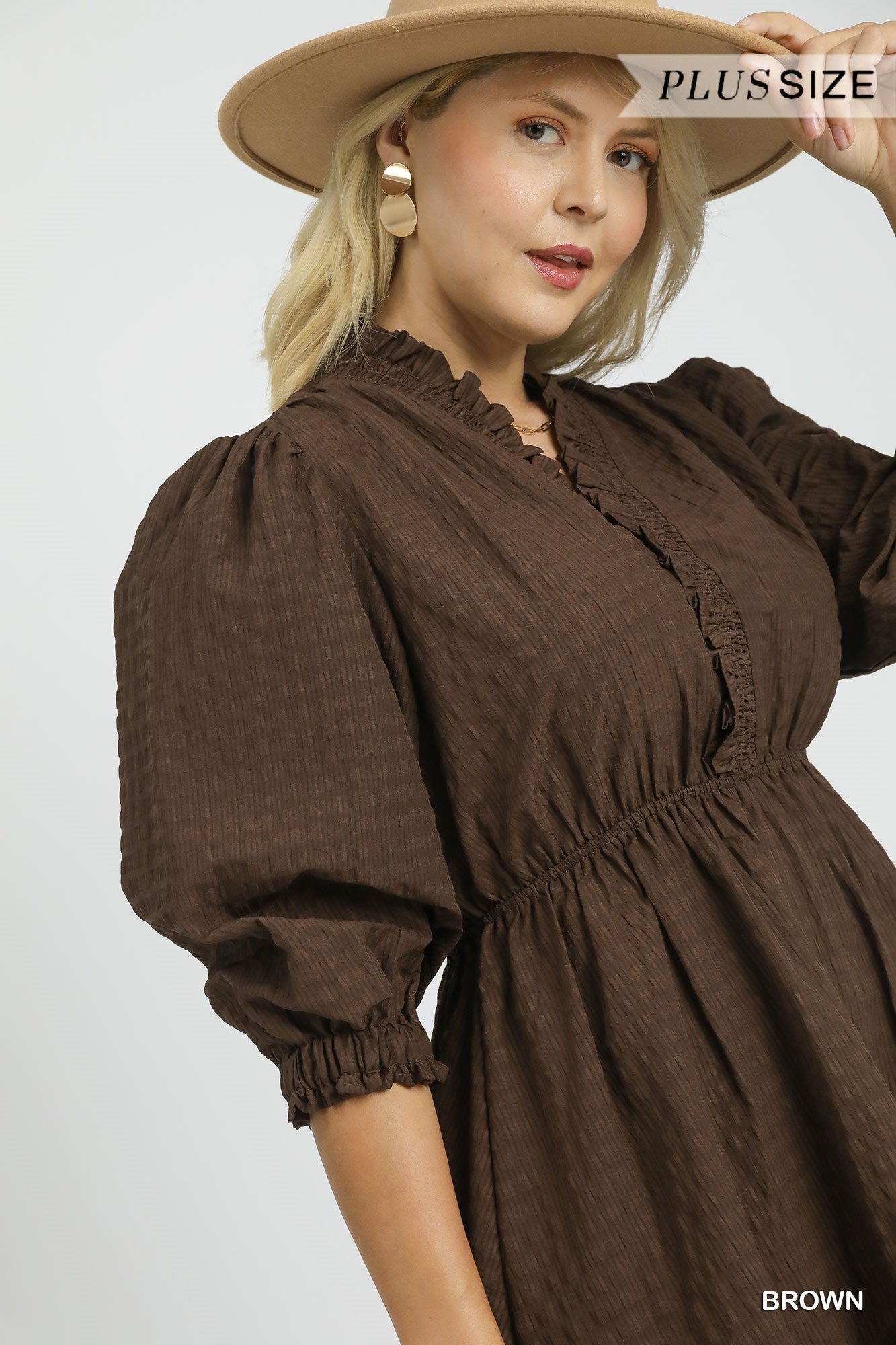 Ruffle Trim Textured Babydoll Dress